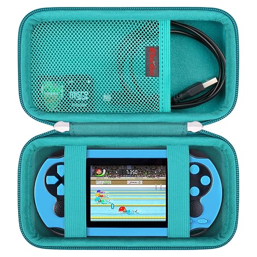 Elonbo Carrying Case for TaddToy/WELLST·G/Beijue/FAMILY POCKET/CCTU/X- JOYKIDS/GREENCREEK/Beico/KAVOYI/GuaiyeyeAP/TEBIYOU Handheld Game Console, Portable Electronic Gaming Player Bag, Green+ by Elonbo