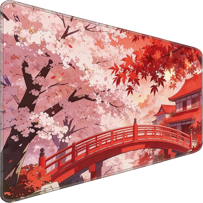 Large Mouse Pad 31.5x15.7 Inch - Starter Desk Mat, Maple Leaf | Office and Gaming Non Slip Rubber Bottom Stitched Edges Easy Clean by CustomerFirstServiceFirst