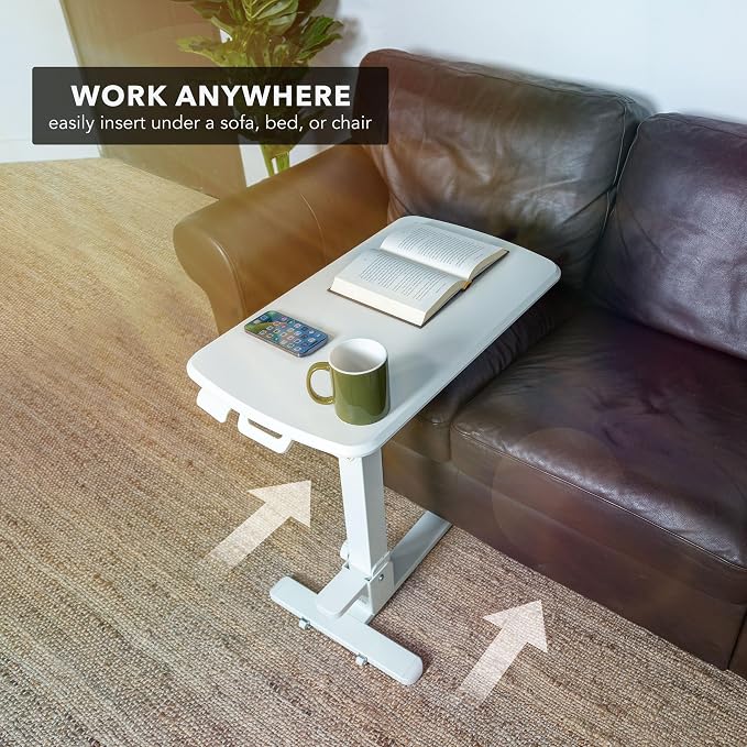 Mount-It! Overbed Table with Wheels, Folding Adjustable Height White - Image 7