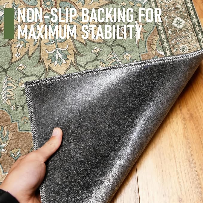 36"x48" Office Chair Mat for Hardwood, Under Desk Chair Mat for Home Office, Anti-Slip Office Rugs for Rolling Chairs, Floor Protector Washable Rugs Olive Green - Image 4