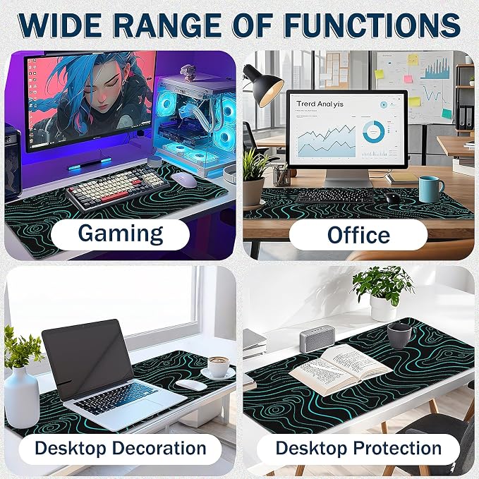 Mouse Pad Gaming - Desk Mat for Keyboard and Mouse - Large Mouse Pads for Desk, Gaming Mousepad with Non-Slip Base, Desks Pad (31.5" X 11.8") for Game, Office and Home - Image 5