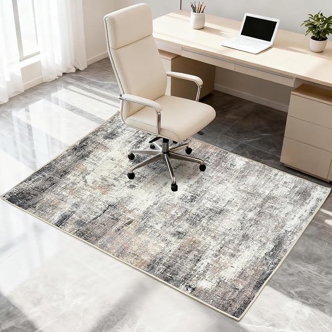Office Chair Mat for Hardwood Tile Floor, 36"x48"Anti-Slip Under Desk Carpet Protector for Rolling Computer Chair Mat, Machine Washable Office Area Carpet (Chenille,Beige) - Image 9