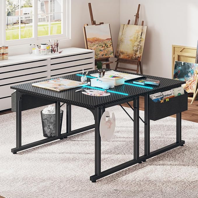 DurayLoly 40" Gaming Desk with Waterproof LED Lights for Bedroom,Black - Image 7