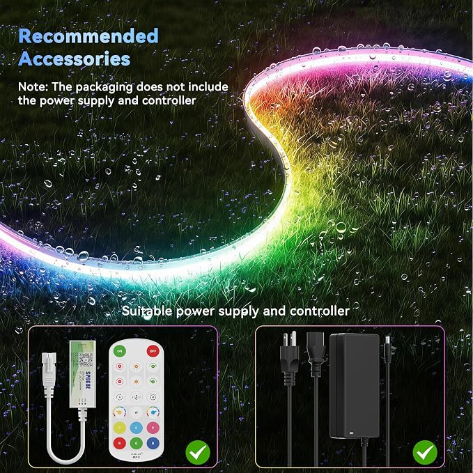 PAUTIX IP67 Waterproof RGB Smart IC COB LED Strip Light, Chasing Color RGB COB LED Lights, UL-Listed Addressable 24V Multicolor 16.4ft, for Outdoor Indoor Lighting Projects(Without Controller&Adapter) - Image 4