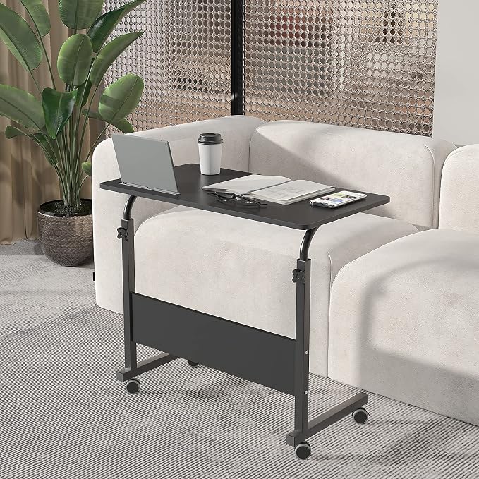 DlandHome 31.5 Inches Rolling Desk with Wheels Adjustable Height, Black - Image 6