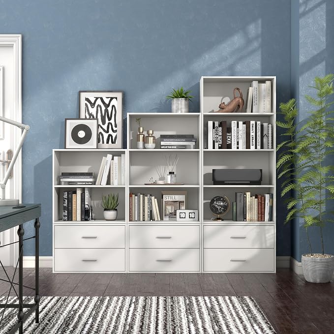 Homes: Inside + Out Apexa 3-Tier Cube Storage Organizer Shelves, Stackable Wood Bookcase Fits Cubby Bins for Organization, Dorm Teen Room Decor & Home Office, White - Image 12