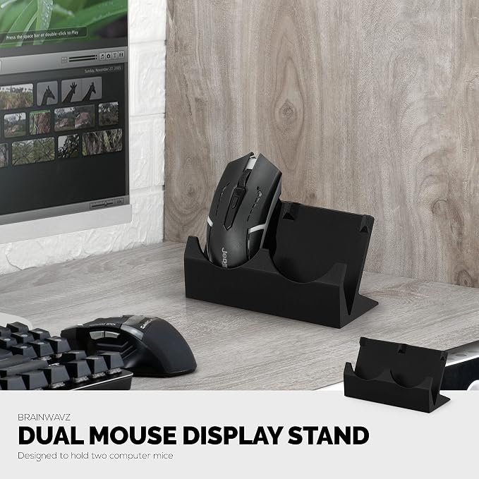 BRAINWAVZ Desktop Dual PC Mouse Stand Holder, Suitable for Small Or Large Gaming & Office Mice From Logitech, Razer, Corsair & More - Organize Your Work Or Game Space and Keep it Clutter-Free (DM01) - Image 3
