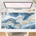 QiyI PU Leather Large Mouse Pad, 31.5" x 15.7", Blue White Marble | Desk Décor Accessories, Extended Size, Waterproof & Easy to Clean, Smooth Surface, Non Slip Desk Organization by QIYI