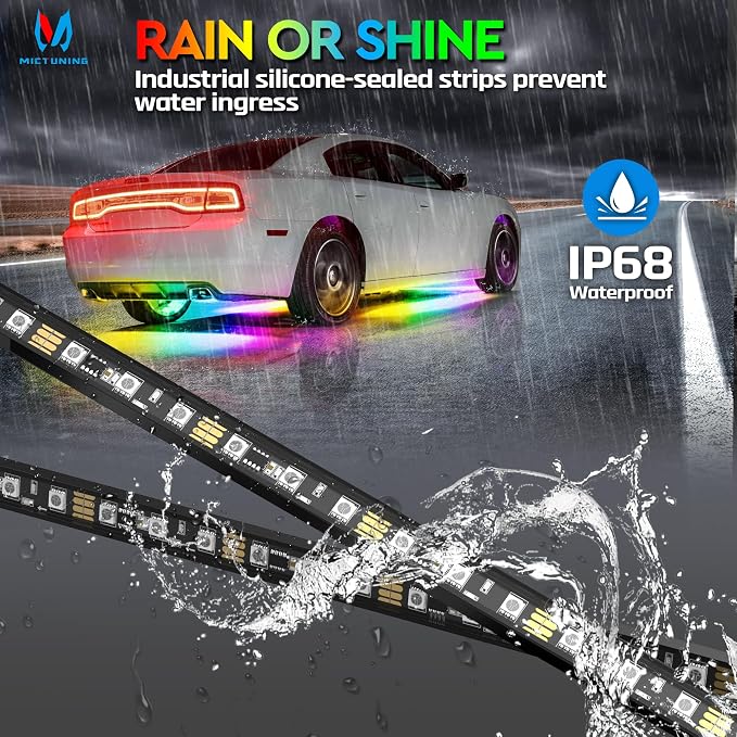 MICTUNING N8 RGB+IC Underglow LED Lighting Kit for Truck with Remote & Key Fob Dual Control, Exterior Neon Accent Underbody Strip, Multicolor Mode, Waterproof, Aluminum Casing - Image 5
