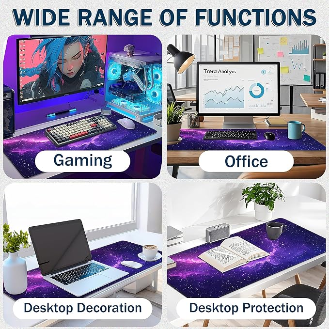 Mouse Pad Gaming - Desk Mat for Keyboard and Mouse - Large Mouse Pad for Desk, Mousepad (35.4" X 15.7") with Non-Slip Base, Desks Pad Mat Office and Home - Image 5