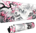 Japanese Watercolor Cherry Blossoms Desk Mat, XL 31.5"x11.8" Large Mouse Pad, Pink Sakura Extended Gaming Mouse Mat,Non-Slip Rubber Base Waterproof with Stitched Edges for Gaming Office Home Decor by Unknown