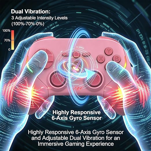 Megadream Phone Controller for PC/Switch 2|Swith/Android/iPad/Tablet/iPhone Controller - RGB light - Hall Effect Trigger/Joystick - Call of Duty, Roblox, Genshin Impact, Direct Play, Pink - Image 4