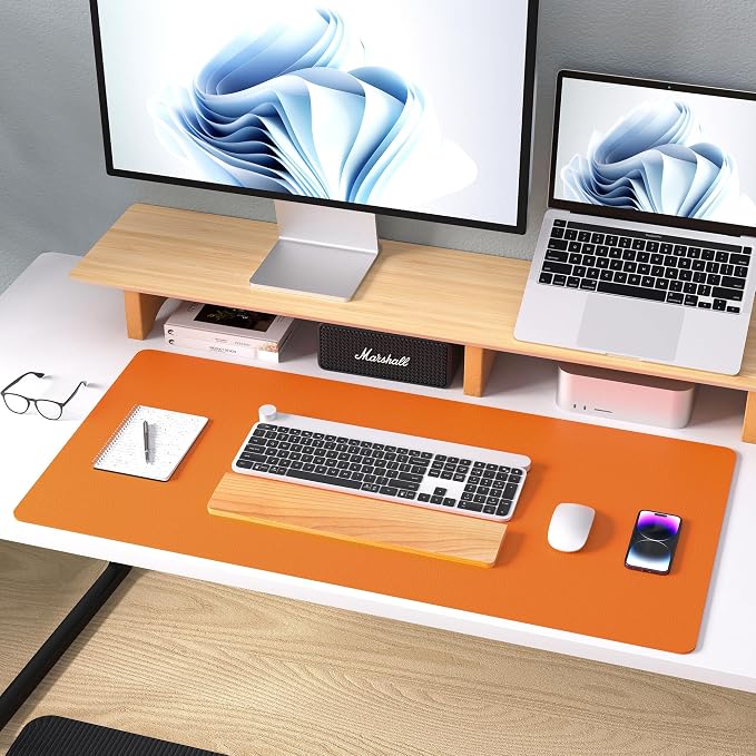 Aothia Leather Desk Pad Protector, Mouse Pad, Office Desk Mat, Non-Slip PU Leather Desk Blotter, Laptop Desk Pad, Waterproof Desk Writing Pad for Office and Home (31.5" x 15.7",Hermes Orange) - Image 8