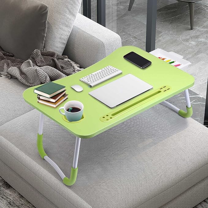Slendor Bed Desk for Laptop and Writing with Storage, Cup Holder, Light - Image 8