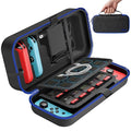 Switch Carrying Case Compatible with Nintendo & OLED, Portable Switch Travel Carry Case Fit for Joy-Con and Adapter, Hard Shell Protective OLED Pouch Bag with 20 Games, Blue by OIVO
