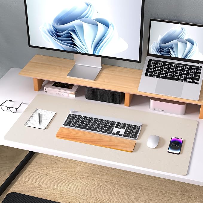 Aothia Large PU Leather Desk Pad Protector – Non-Slip Mouse Pad & Writing Mat for Office/Home, Waterproof, Easy to Clean (31.5" x 15.7", Eggshell) - Image 8