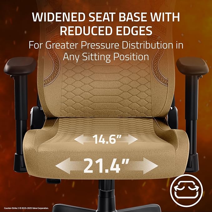 Razer Iskur V2 X Ergonomic Gaming Chair, Counter Strike 2 Edition | Built-In Lumbar Support, Wide Seat, High Density Foam Cushions, Adjustable 152 Degree Recline, 2D Armrests, Plush Fabric - Image 4