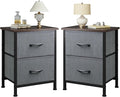 WLIVE Night Stand Set 2, Dresser and Nightstand Sets, Small Dresser for Bedroom with 2 Drawers, End Table with Fabric Bins for Closet, Bedside Furniture, College Dorm, Dark Grey by WLIVE