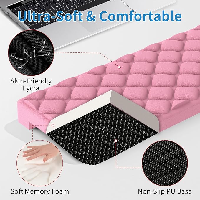 MEKASS L-Shaped Desk Elbow Pad for Desk, Memory Foam Elbow Support Padding with Non-Slip, Ergonomic Desk Edge Cushion, Wrist Comfort Support for Office Home 2 Pcs (Diamond Pink) - Image 3