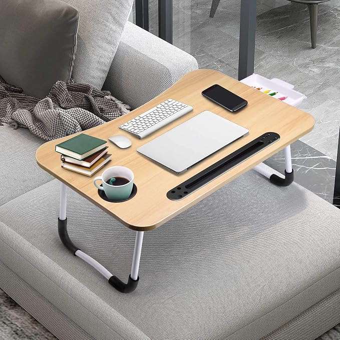 Slendor Bed Desk for Laptop and Writing with Storage, Cup Holder, Light - Image 8