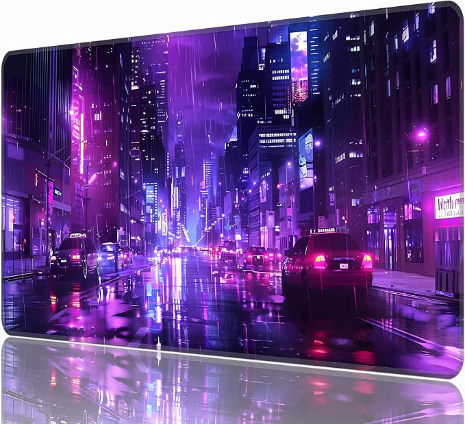 Cyberpunk Desk Mat, XXL 35.4"x15.7" Large Mouse Pad, Japanese Streets Extended Gaming Mouse Mat,Non-Slip Rubber Base Waterproof with Stitched Edges for Gaming Office Home Decor by Unknown