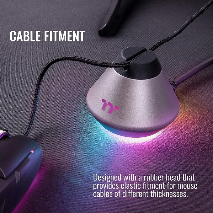 Thermaltake Argent MB1 RGB 16.8 Million RGB Color Software Enabled Mouse Bungee, Altra-Compact and Non-Slip Rubber Base. GEA-MB1-MSBSIL-01 - Image 4