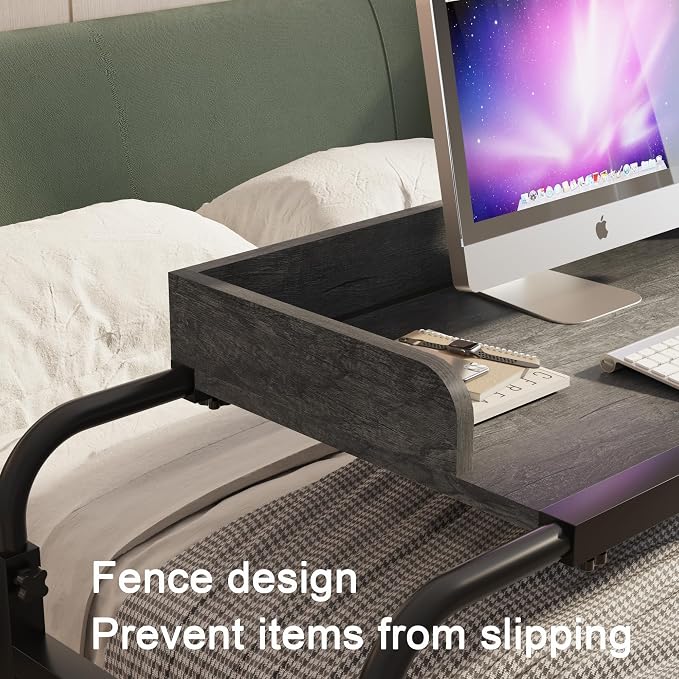 TigerDad Overbed Table with Wheels Overbed Desk Over Bed Desk King Queen Bed Table Overbed Laptop Table Over Bed Table with Wheels((Gray) - Image 4