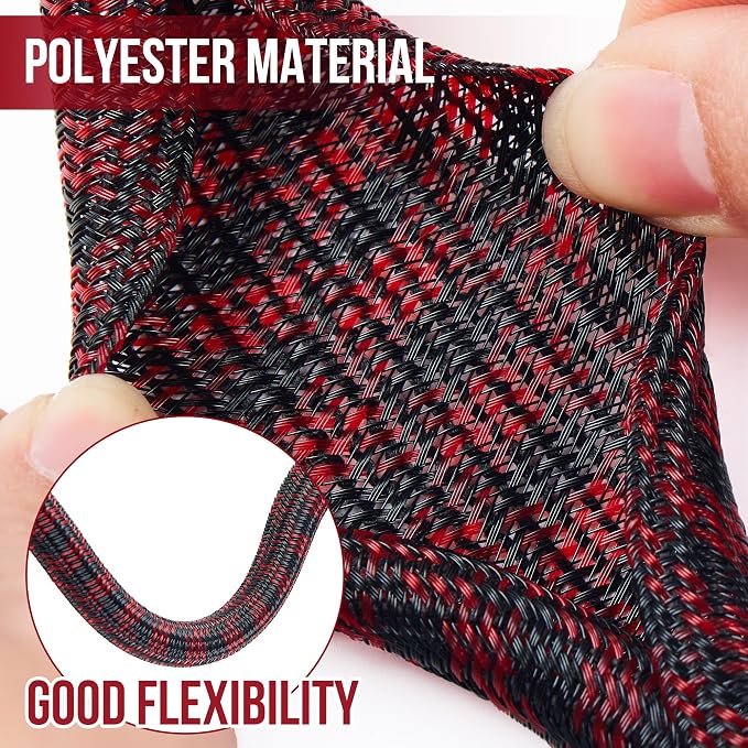 Cable Management Sleeve Split Braided Wire Loom 1 Inch-25FT - Image 2
