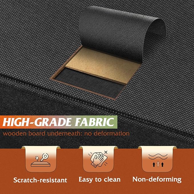 WLIVE Nightstand, 2 Drawer Dresser for Bedroom, Small Dresser with 2 Drawers, Bedside Furniture, Night Stand, End Table with Fabric Bins for Bedroom, Closet, Entryway, Black and Rustic Brown - Image 6