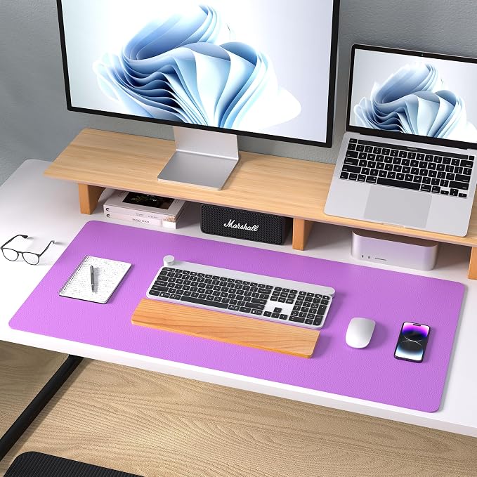 Aothia Leather Desk Pad Protector, Mouse Pad, Office Desk Mat, Non-Slip PU Leather Desk Blotter, Laptop Desk Pad, Waterproof Desk Writing Pad for Office and Home (23.6" x 13.7", Iris Violet) - Image 9