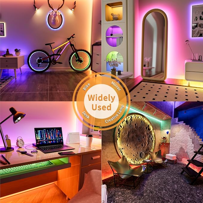 PAUTIX 5V USB COB RGB LED Strip Light 9.84ft/3m Color Changing Light Strips,TV Backlight Multicolor Flexible Under Cabinet Tape Lights with Bluetooth Control for Bedroom,Kitchen,Home DIY Lighting - Image 7