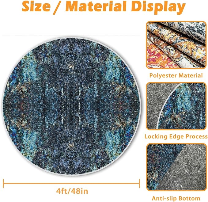 4ft/48in Home Office Chair Mat for Hardwood Floor, Anti-Slip Desk Chair Mats, Computer Gaming Chair Mats for Rolling, Low Pile Carpet Floor Chair Mat(Blue-1) - Image 5