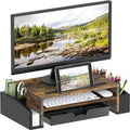 Simple Houseware Desk Monitor Stand Riser w/ Adjustable Tray, Rustic Brown | Built-In Tablet Slot and Side Storage by SimpleHouseware