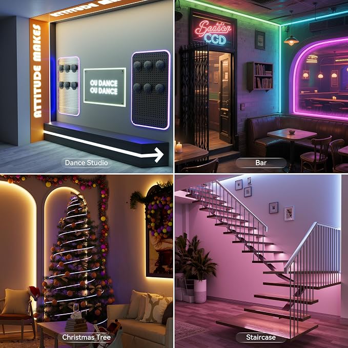 PAUTIX RGB COB LED Strip Light IP65 Waterproof,UL Listed 24V Color Changing Flexible Tape Lights 16.4ft/5m Multicolor,for TV,Bedroom,Bathroom,Party DIY Decoration(Adapter&Controller Not Included) - Image 6