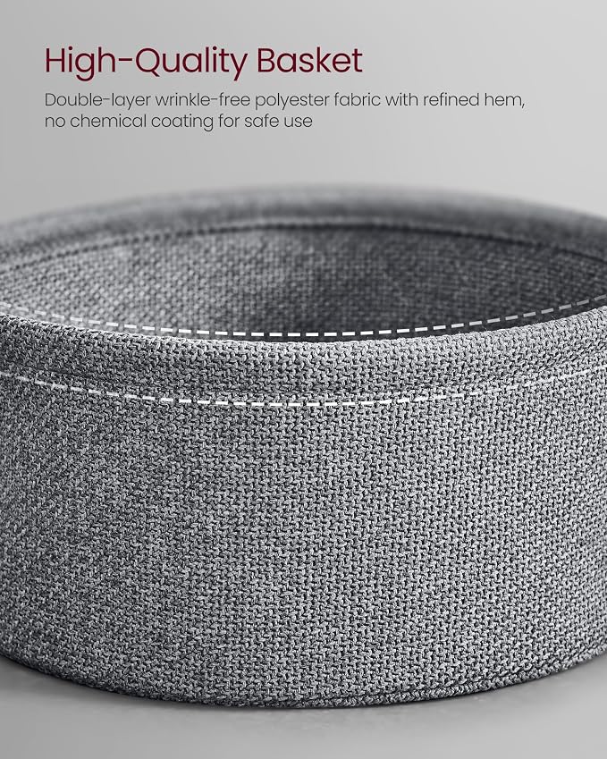 VASAGLE Side Table with Charging Station,Fabric Basket, Round End Table - Image 7