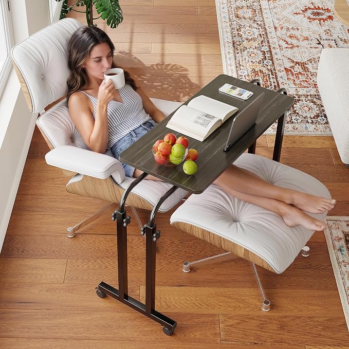 Furist Overbed Table with Wheels, Adjustable Height and Width Rolling Desk for Bed and Recliner, Laptop Table for Hospital, Sofa and Wheelchair Use - Image 4