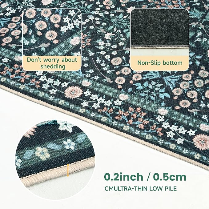 Office Chair Mat for Hardwood Tile Floor, 36"x48"Anti-Slip Under Desk Carpet Protector for Rolling Computer Chair Mat, Machine Washable Office Area Carpet (Chenille,Vibrant Green) - Image 6