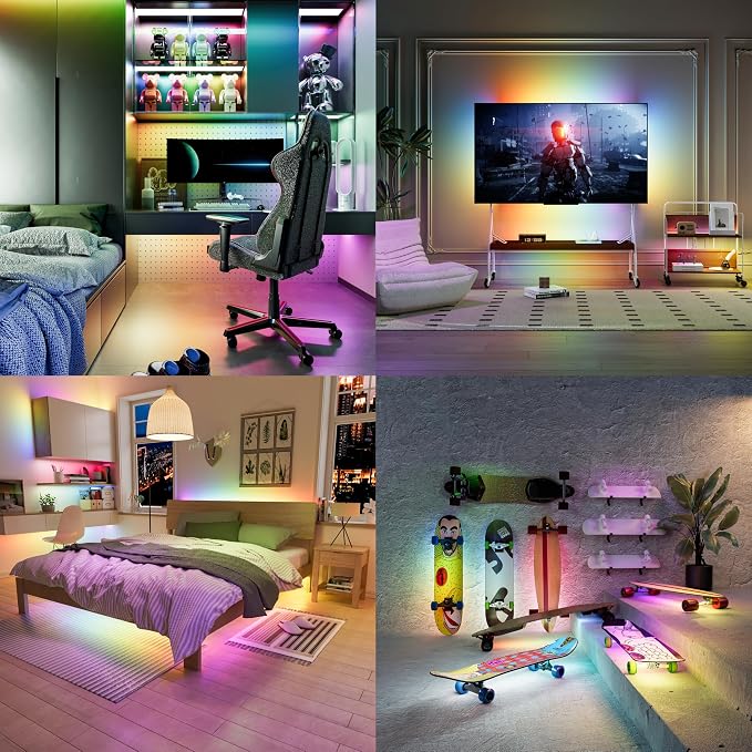 MIWISE RGB Smart IC COB LED Strip Lights Chasing Color, USB LED Strip Light Addressable, Rainbow Effect with Music Sync, App Control, Compatible with Alexa and Google for TV, Bedroom, Cabinet, 9.84ft - Image 7