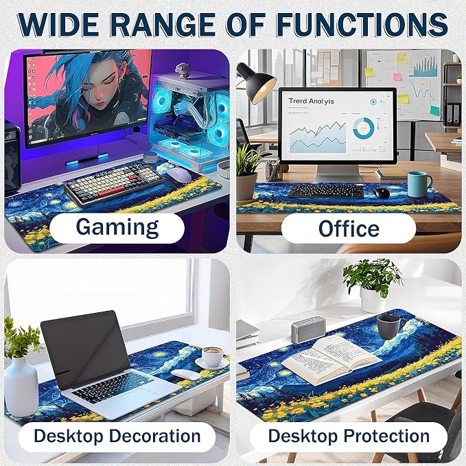 Mouse Pad Gaming - Desk Mat for Keyboard and Mouse - Large Mouse Pad for Desk, Mousepad (35.4" X 15.7") with Non-Slip Base, Desks Pad Mat Office and Home - Image 5