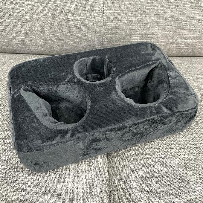 Couch Cup Holder Pillow, Couch Drinks Remotes Holder for Center of Couch, for Sofa, Bed, RV, Car (Gray) - Image 2