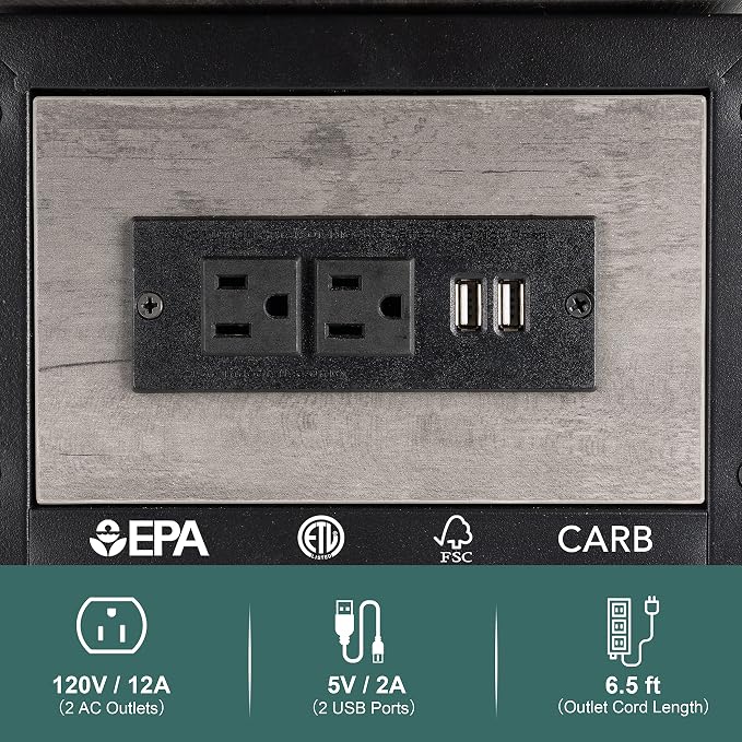 Yoobure End Table with Charging Station, Flip Top Side Table with USB Ports and Outlets, Sofa Couch Table Bedside Table for Living Room Bedroom, Narrow Nightstand with Shelves for Small Space Gray - Image 7