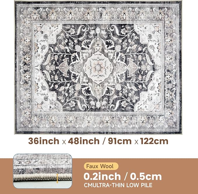 Office Chair Mat for Hardwood Tile Floor, 36"x48"Anti-Slip Under Desk Carpet Protector for Rolling Computer Chair Mat, Machine Washable Office Area Carpet (Chenille,Brown) - Image 2