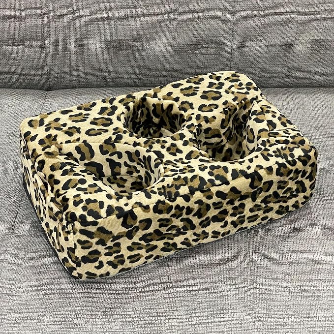 Couch Cup Holder Pillow, Couch Drinks Remotes Holder for Center of Couch, for Sofa, Bed, RV, Car (Leopard) - Image 3