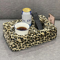 Couch Cup Holder Pillow, Couch Drinks Remotes Holder for Center of Couch, for Sofa, Bed, RV, Car (Leopard) by Xchouxer